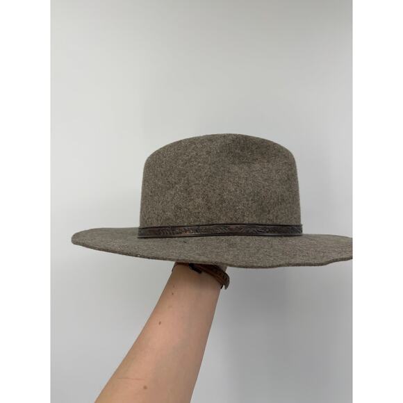 Overland Wool Felt Western Hat Size M Taupe Feather Festival Boho Renaissance main image 4